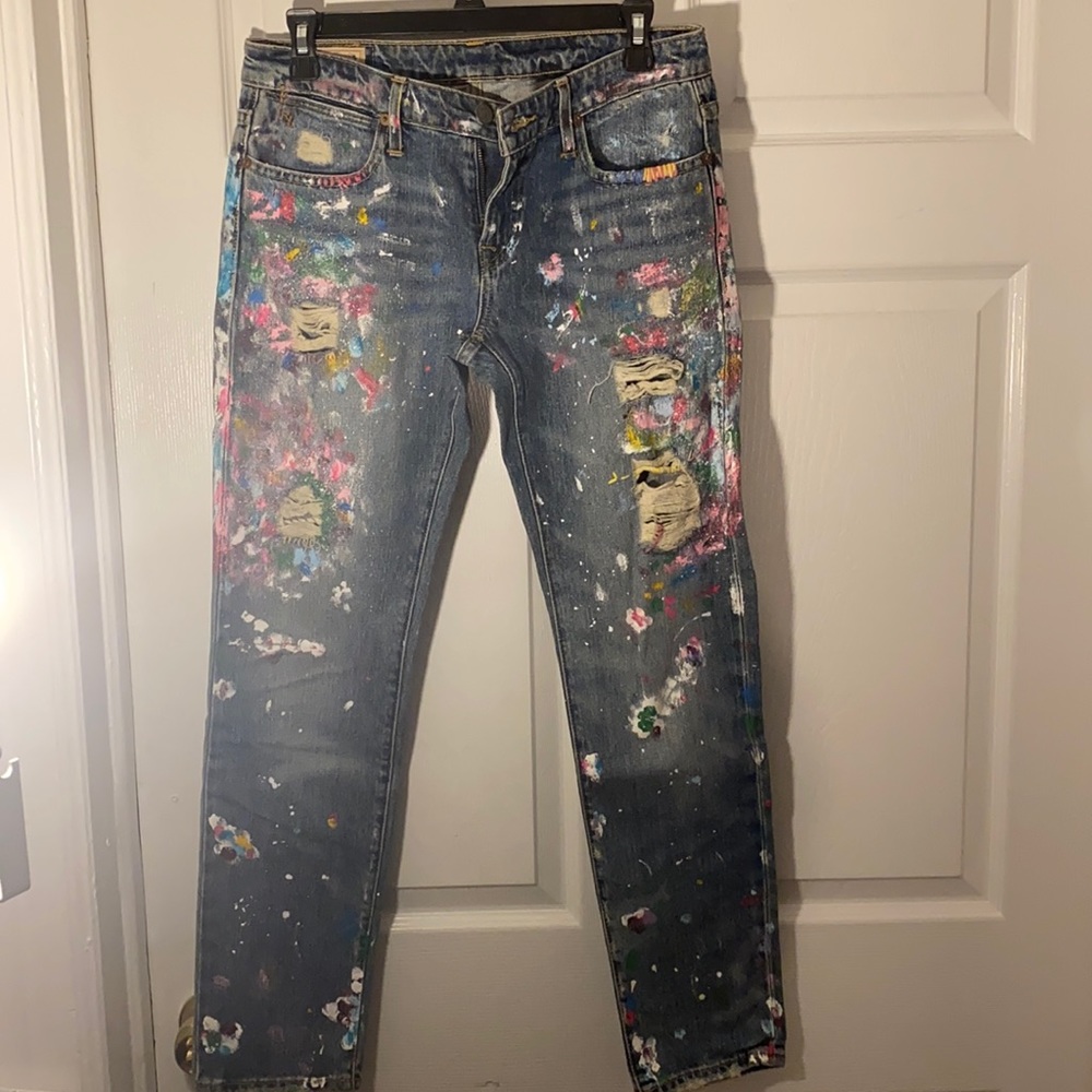 Ralph Lauren POLO boyfriend fit paint splatter jeans
